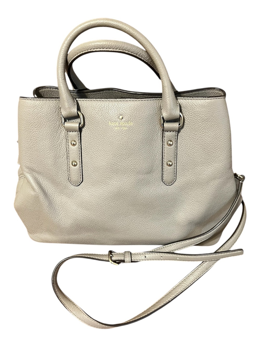 Kate Spade Pebbled Leather Satchel in Light Beige Gray